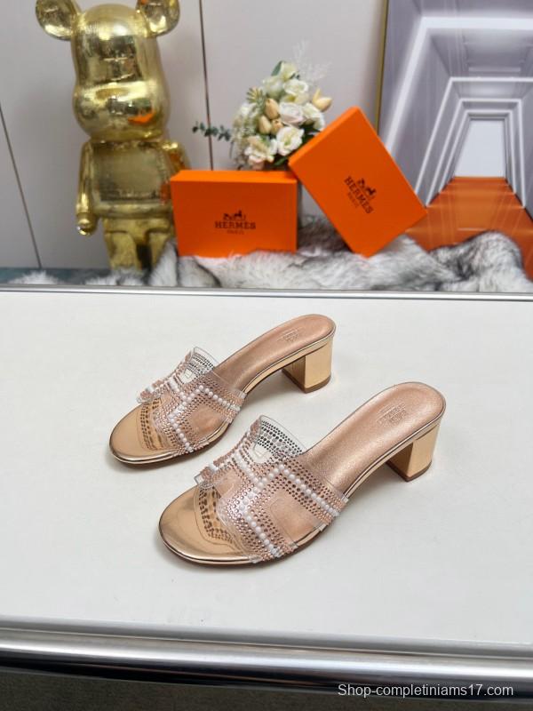 2025 Hermès Beige Leather Slippers MJ00180