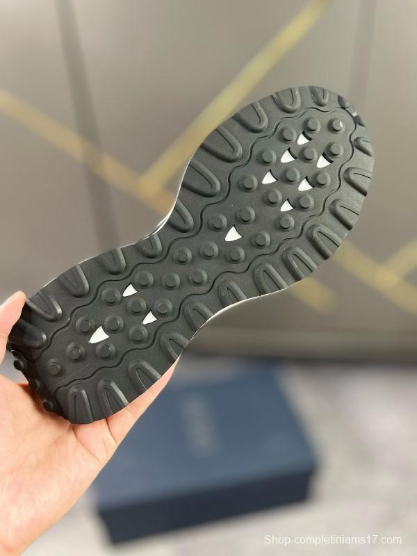 2024 Unisex Dior Blue Grey Leather Fabric Casual Shoes MJ00270