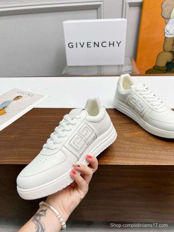 2024 Unisex Givenchy White Silk Calf Leather Patent Leather Sneakers MJ00380