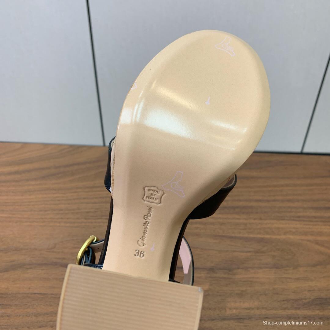 2025 Women Gianvito Rossi Black Leather Sandal