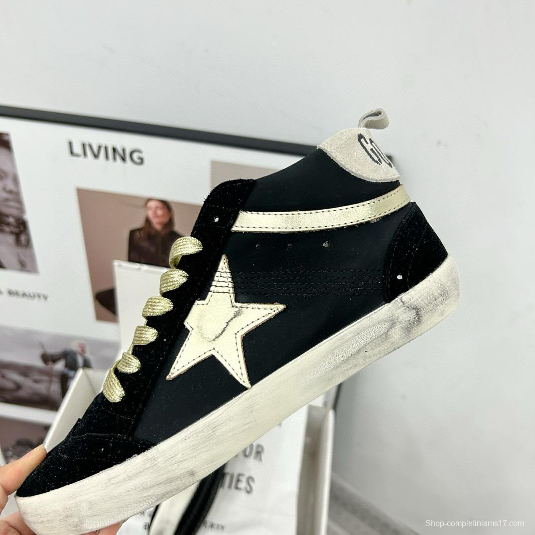 2024 Unisex GGDB Black Gold Leather Suede High Top Sneakers MJ00300