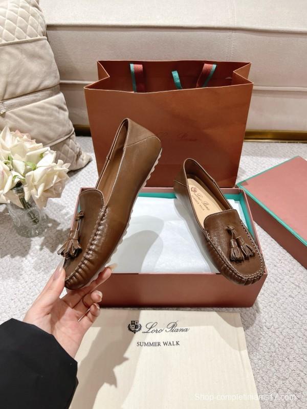 2025 Women Le Parmentier Brown Leather Loafer Tassel LY00291