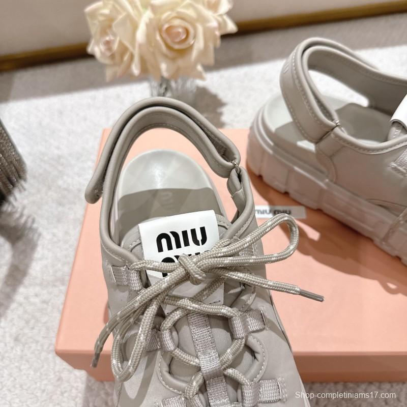2025 Women Miu Miu White Lycra Sandals LY00280