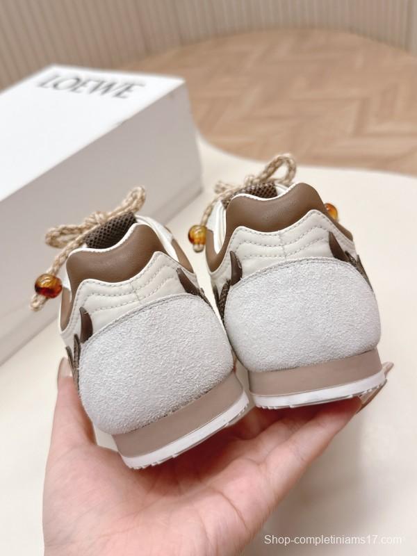 2025 Unisex Loewe Cream Suede Casual Sneaker With Embroidered Detailing KFY00300