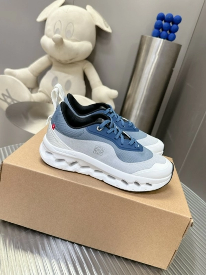 2025 Unisex Loewe Blue Grey White Leather Mesh Sneakers