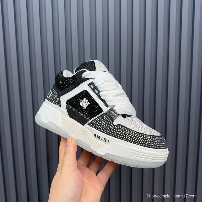 2024 Unisex Amiri Black White Mesh Leather Sneakers MJ00410