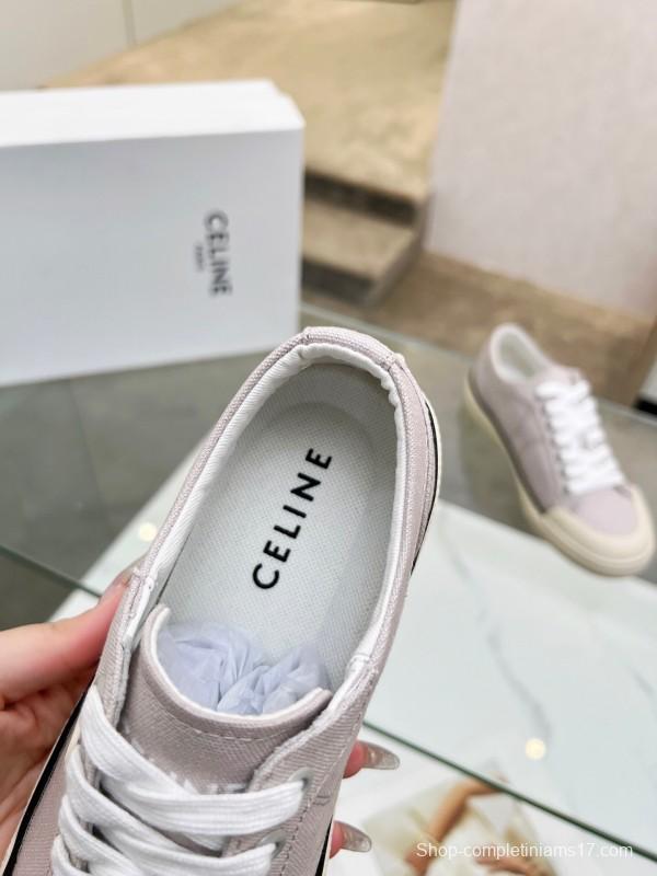 2025 Women Celine Light Grey Canvas Sneakers LY00210