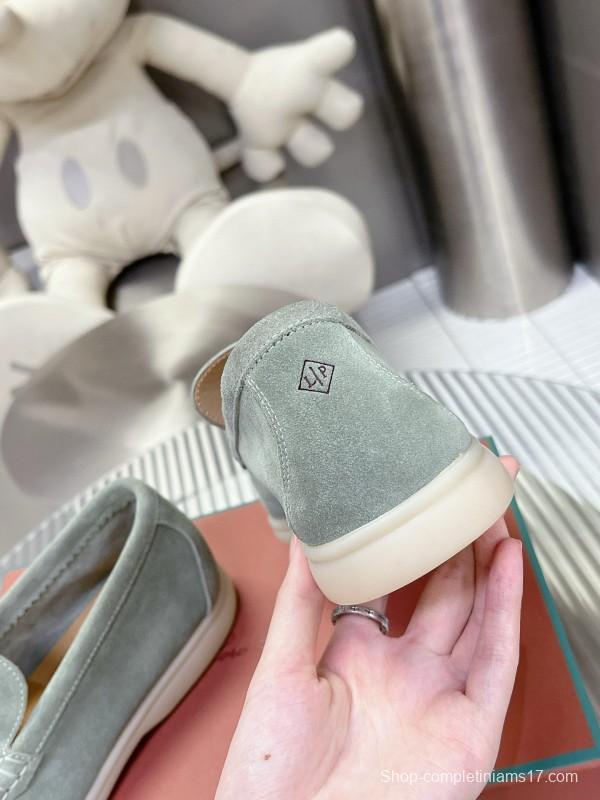 2024 Women LP Light Grey Suede Loafers MJ00270