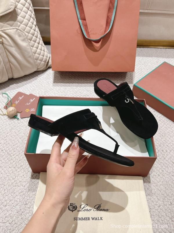 2025 Women LP Black Suede Slippers LY00250