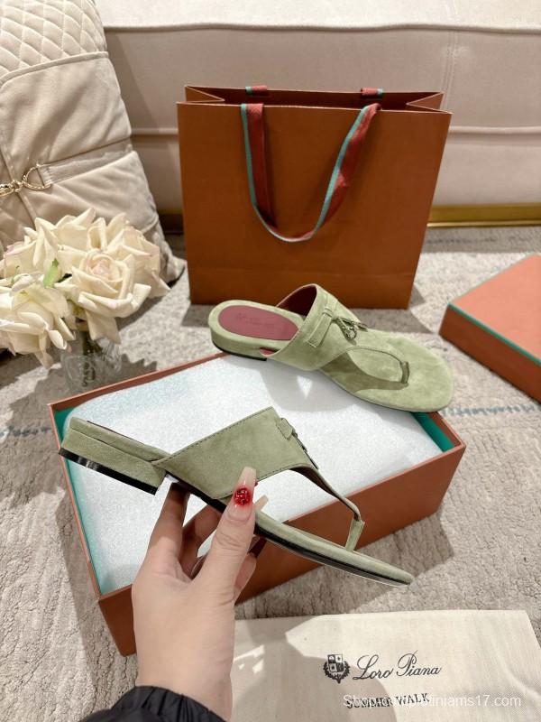 2025 Slippers LP Light Green Suede Casual LY00250