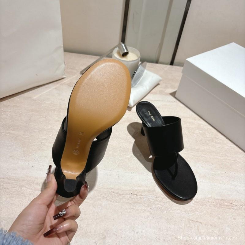 2025 Toteme Black Calf Leather Slippers KFY00280