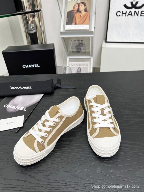 2025 Women Chanel Brown Canvas Sneakers LY00230