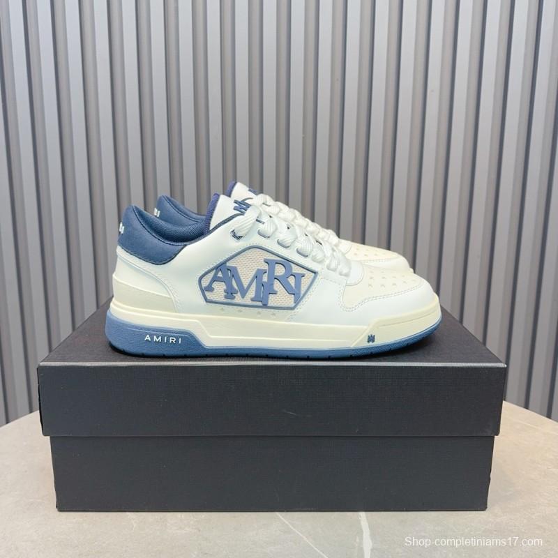 2025 Unisex Amiri White Blue Leather Sneakers MJ00360