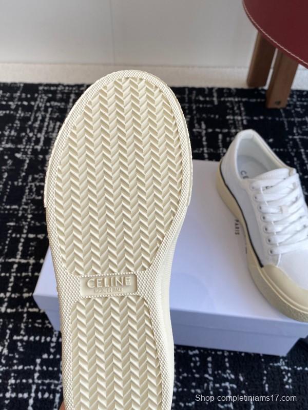 2025 Women Celine White Canvas Sneakers CR-03