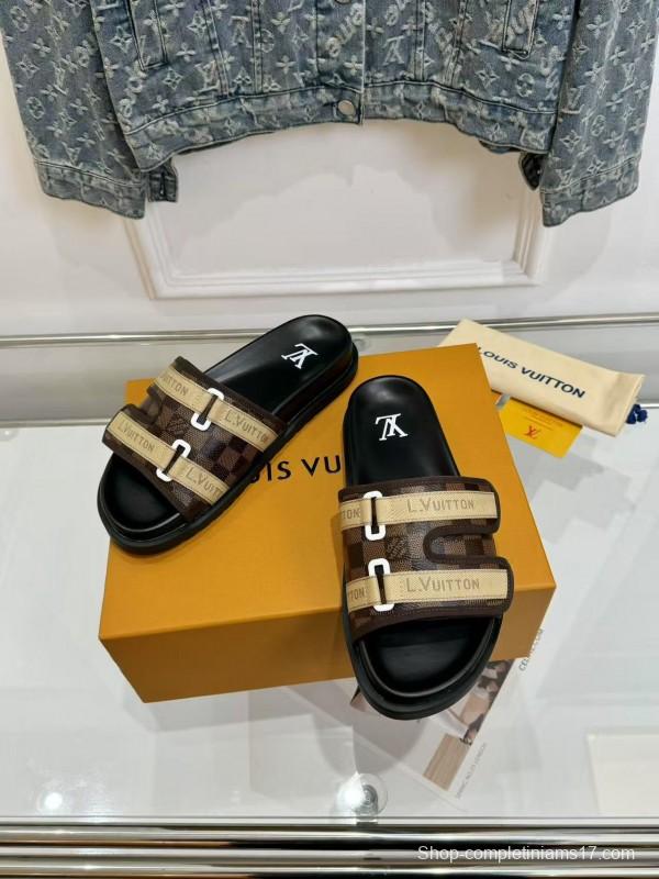 2025 Slippers Louis Vuitton Brown Canvas Slippers LY