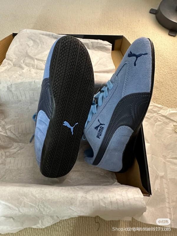 2025 Women Puma Light Blue Black Suede Casual Sneakers KFY00260