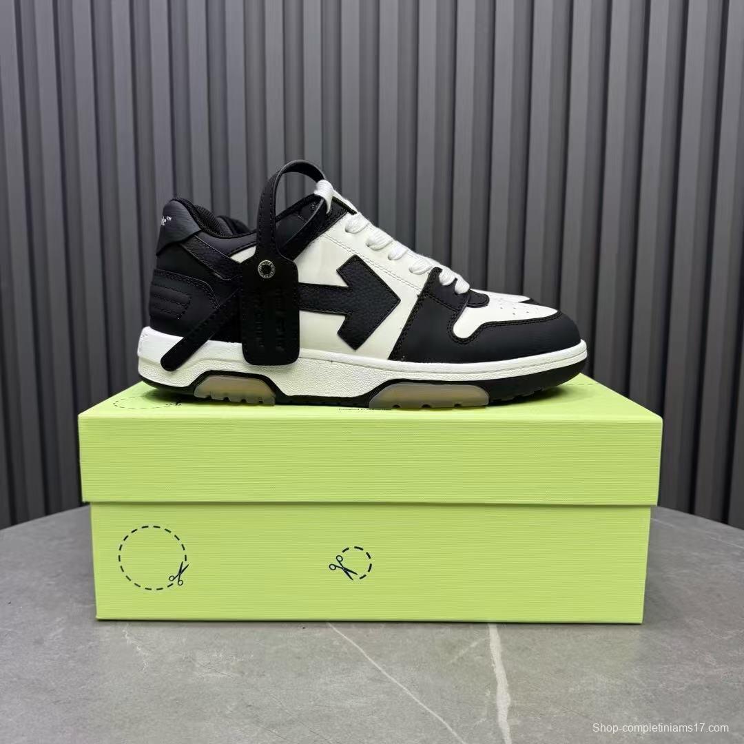 2025 Unisex Off-White Black White Leather Sneakers KFY00310(F/W)