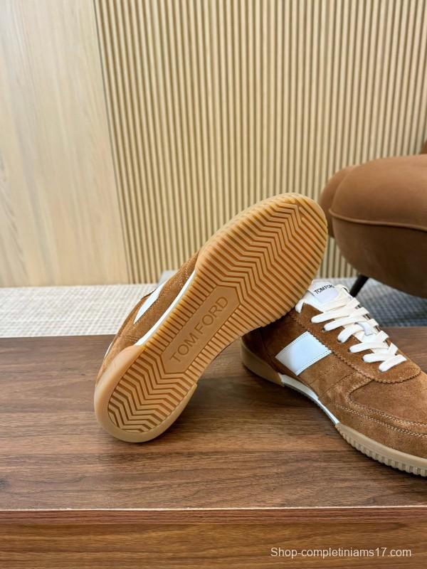 2025 Men TOM FORD Brown White Suede Leather Casual Shoes LY00360