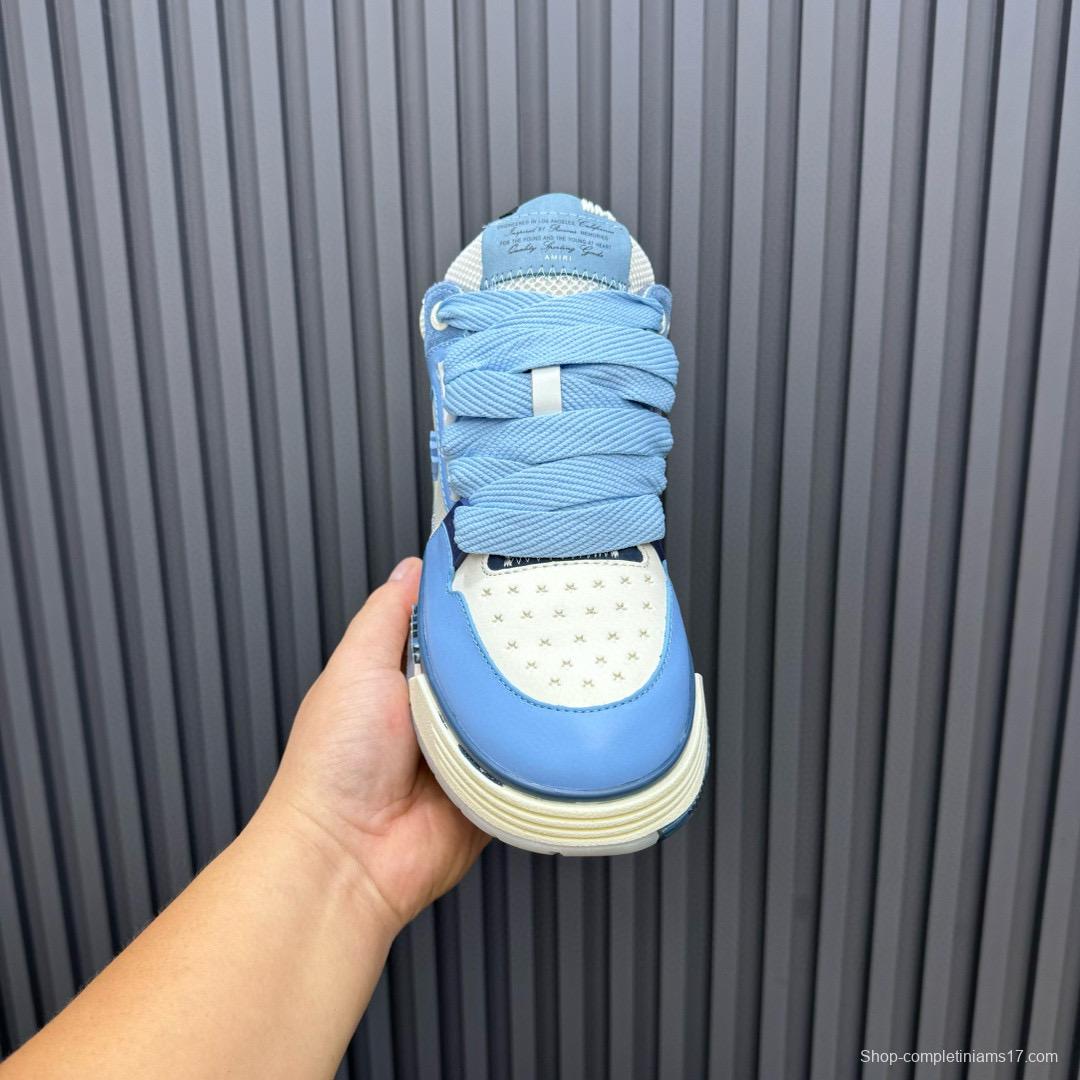 2024 Unisex Amiri Light Blue White Leather Sneakers MJ00360