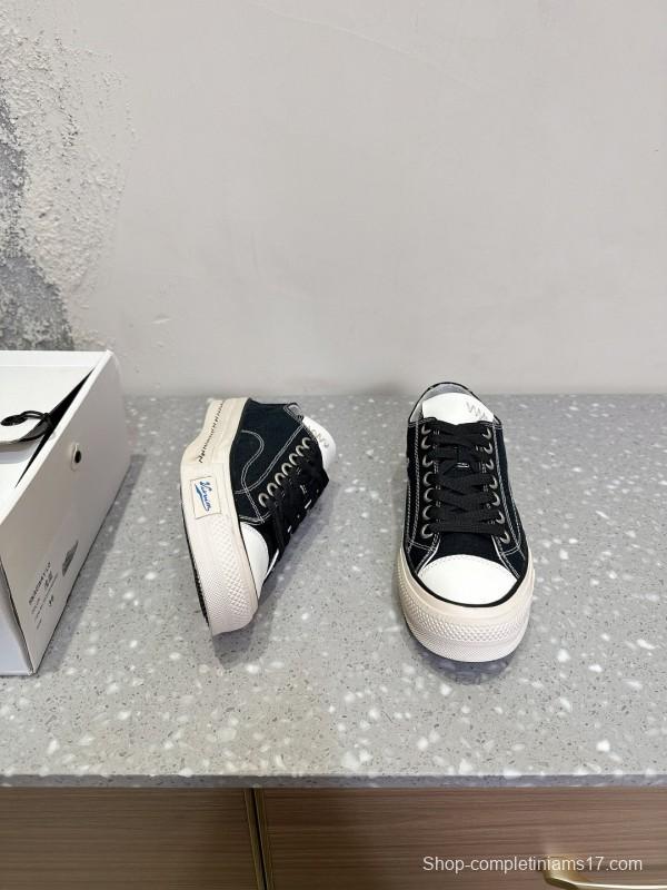 2025 Unisex VISVIM Black Canvas Sneakers KFY00260