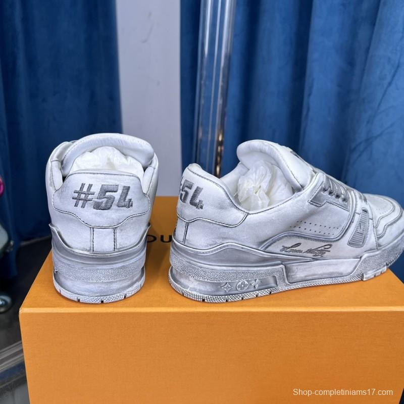 2025 Unisex Louis Vuitton Silver Leather LV Trainer