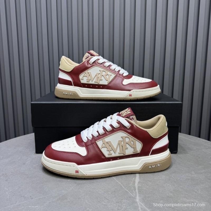2025 Unisex Amiri Red White Beige Leather Sneakers MJ00360