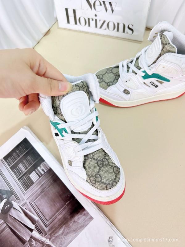 2024 Kids Gucci White Black Purple Green Leather Sneaker
