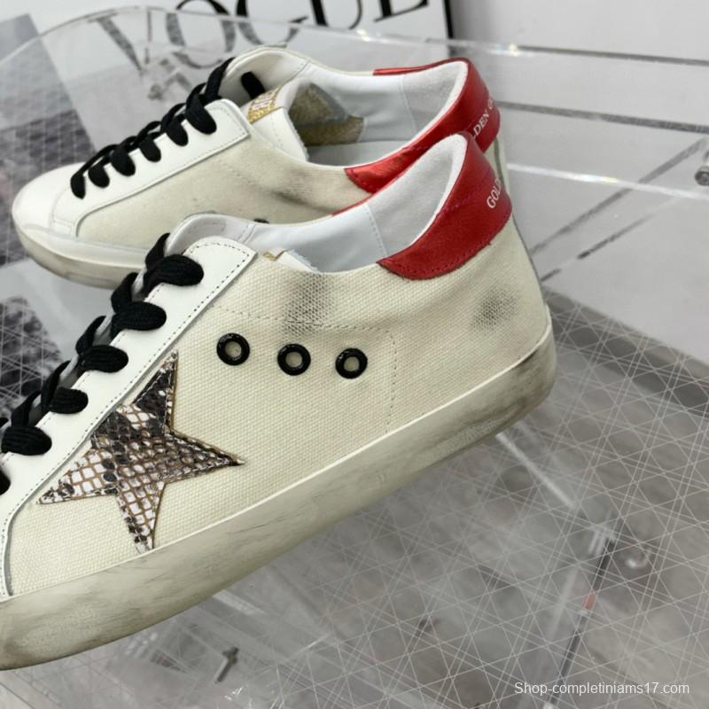 2025 Women GGDB White Red Leather Star Sneakers