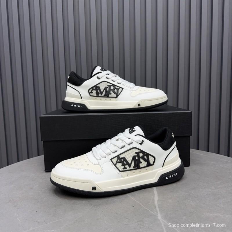 2025 Unisex Amiri White Black Leather Sneakers MJ00360