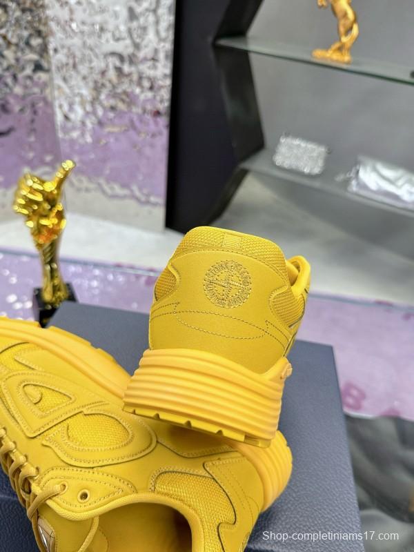 2024 Unisex Dior Yellow Mesh Leather Sneakers