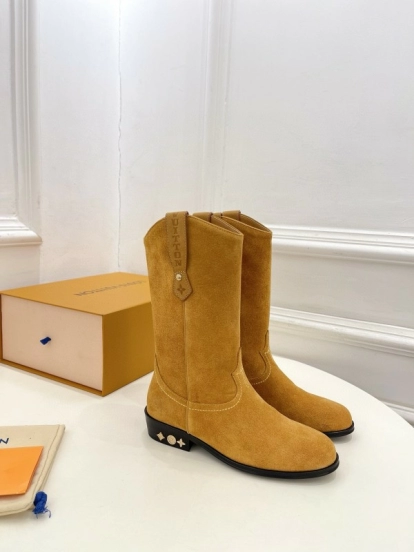 2024 Women Louis Vuitton Brown Suede Leather Boots MJ00440(F)