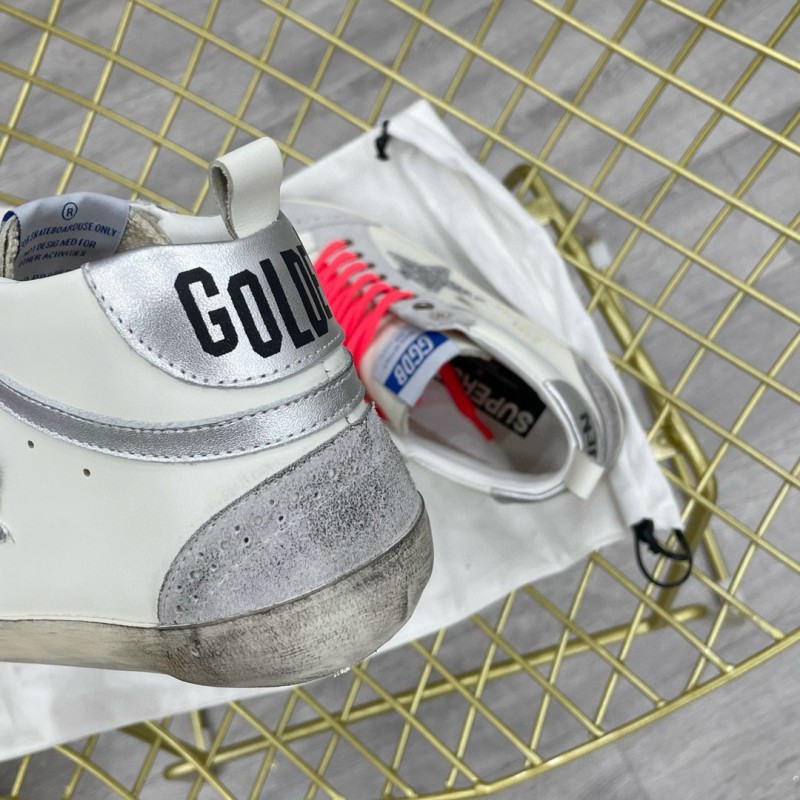 2024 Unisex GGDB White Silver Glitter Leather High Top Sneakers MJ00300