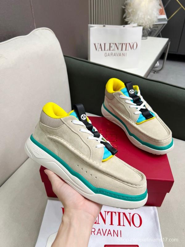 2025 Unisex Valentino Yellow Blue Beige Leather Sneakers RUNBOOT LY00390