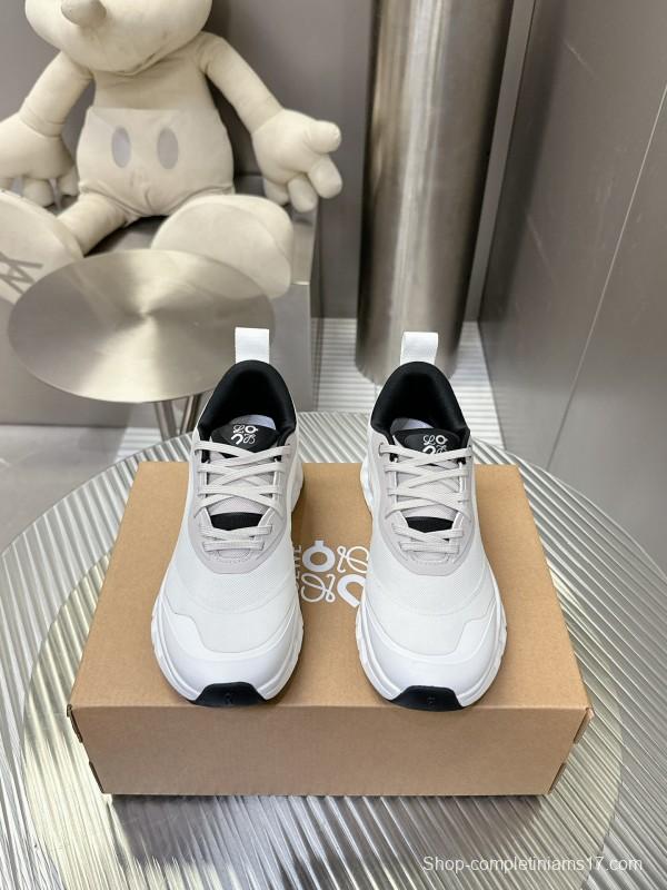 2025 Women Loewe White Black Leather Sneakers