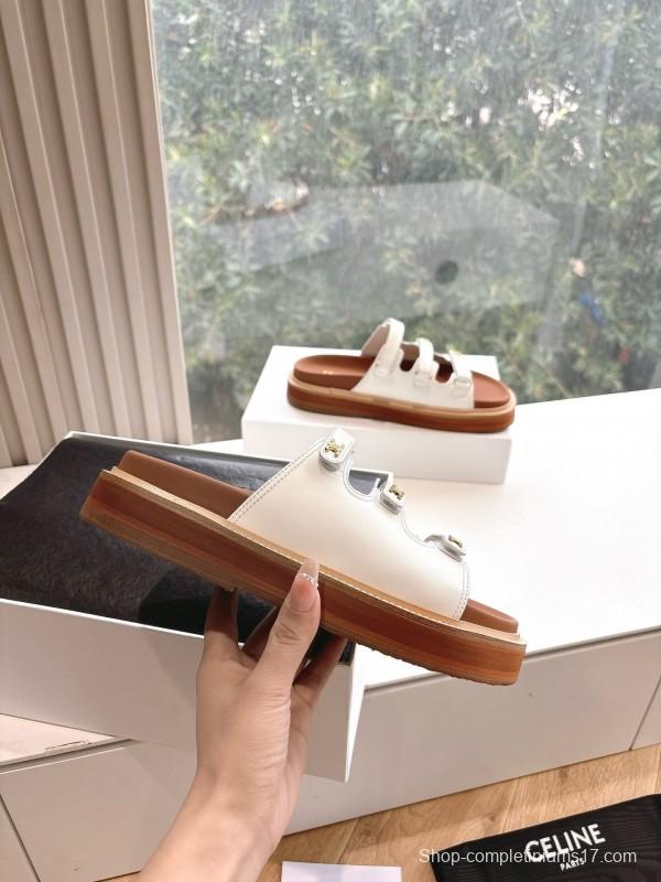 2025 CELINE White Leather Sandals