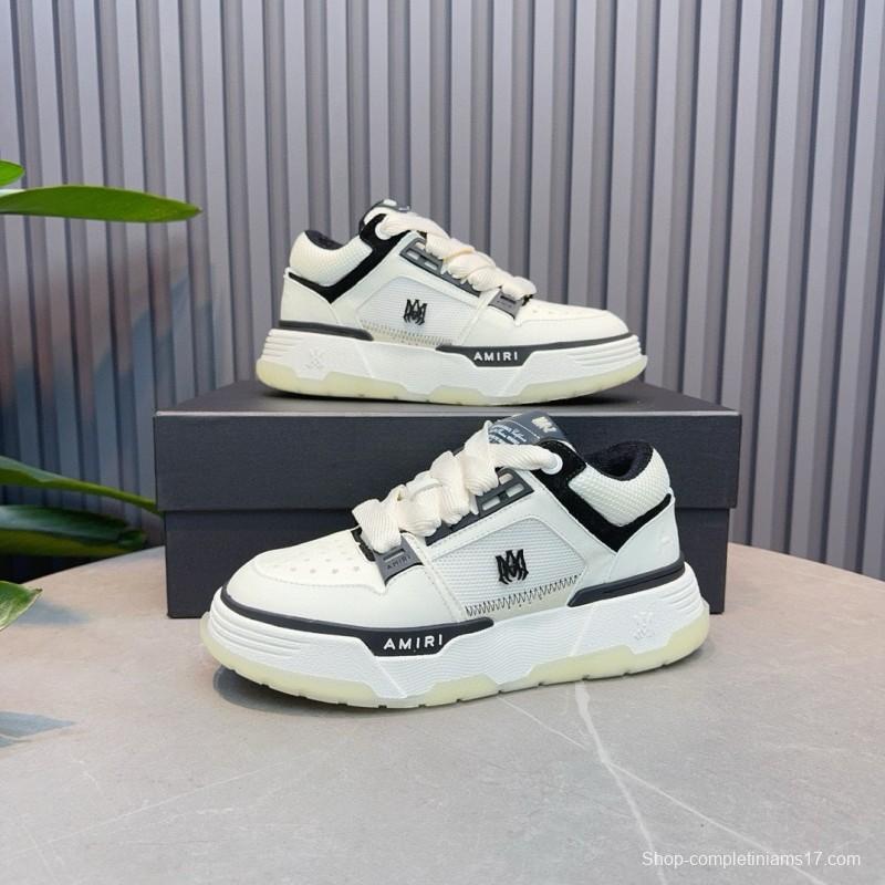 2024 Unisex Amiri White Black Leather Sneakers MJ00360