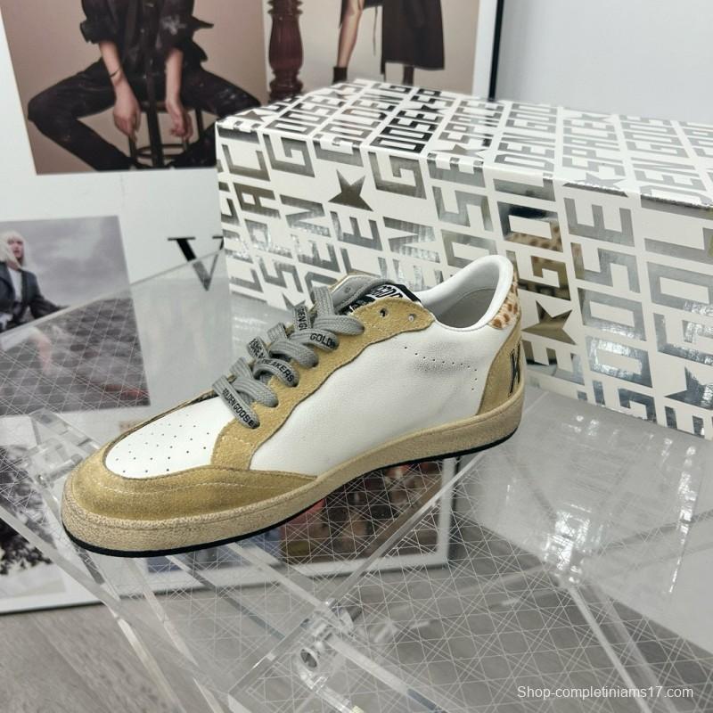 2024 Unisex GGDB White Beige Glitter Suede Leather Low Top Sneakers MJ00260