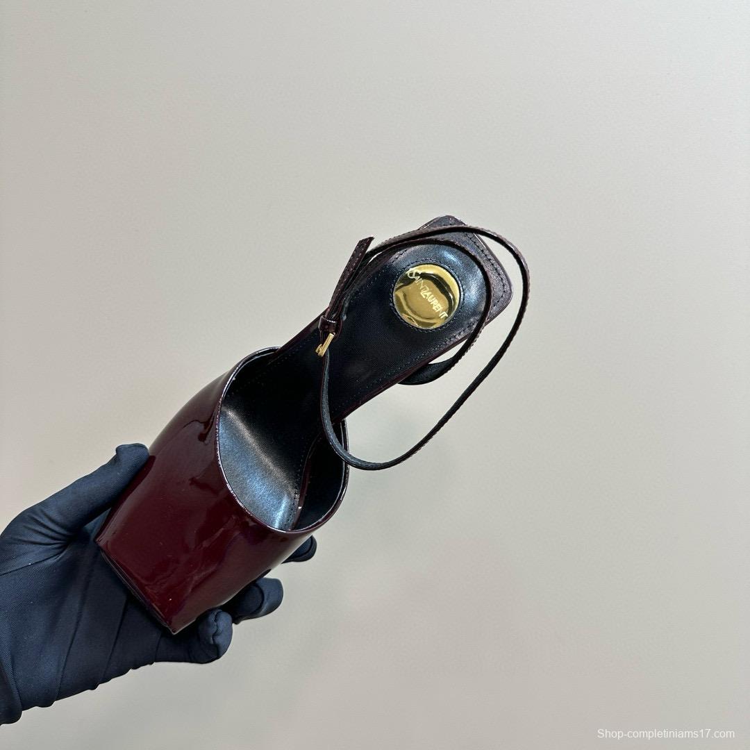 2025 Women Yves Saint Laurent Burgundy Leather Slingback Pumps