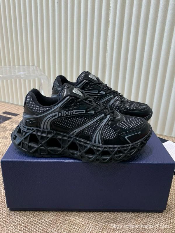 2024 Unisex Dior Black Mesh Leather Sneakers MJ00400