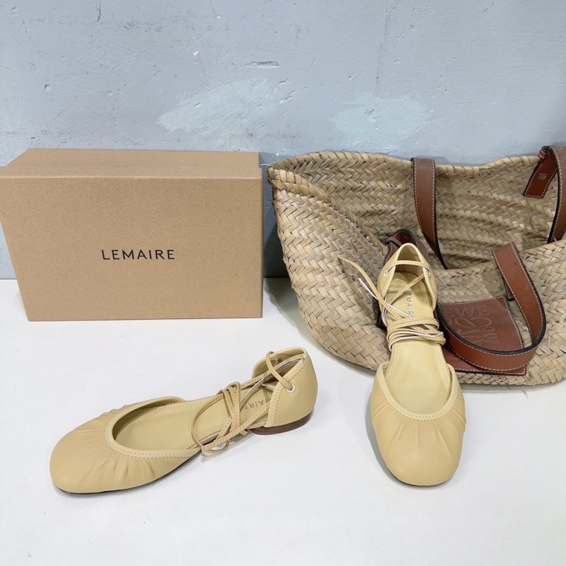 2025 Women LEMAIRE Light Yellow Lambskin Mary Jane Lace-up KFY00300