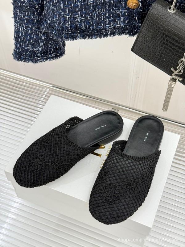 2025 Slippers Unisex The Row Black Mesh LY00360