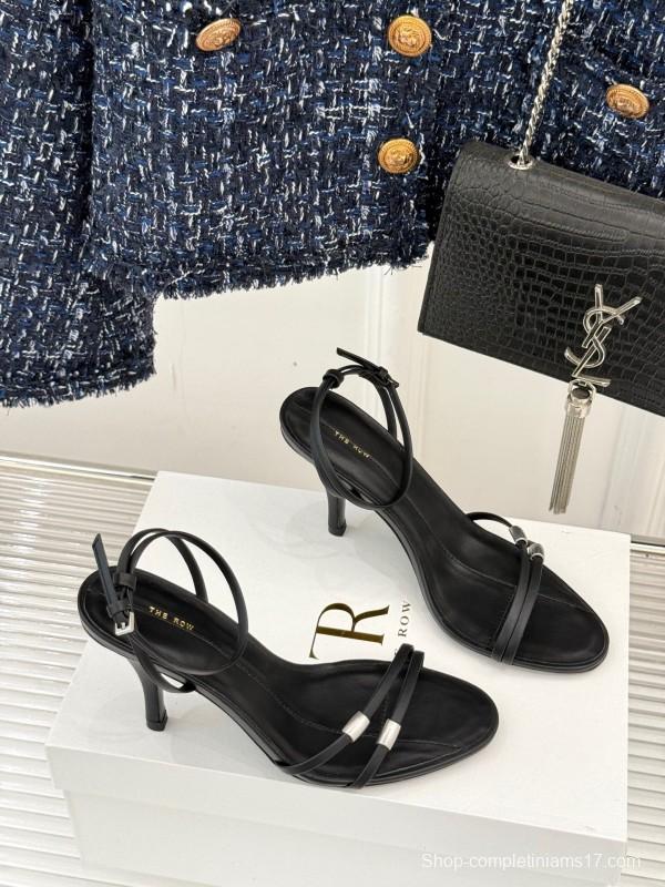 2025 Women Yves Saint Laurent Black Leather High Heel Sandals KFY00270