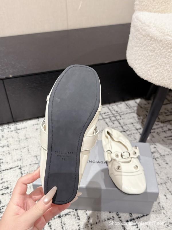 BALENCIAGA Cagole Metal Studs Ballet Flats - KFY00300