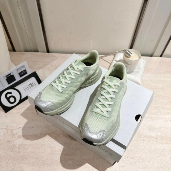 2025 Women MM6 Light Green Silver Mesh Sneakers