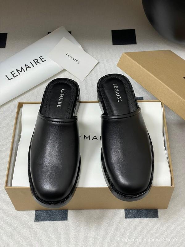 2025 Slippers Lemaire Black Leather Slippers KFY00310