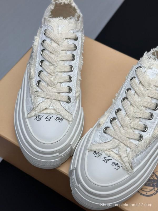 2025 Unisex XVESSEL White Canvas Plimsolls Vulcanized LY00360