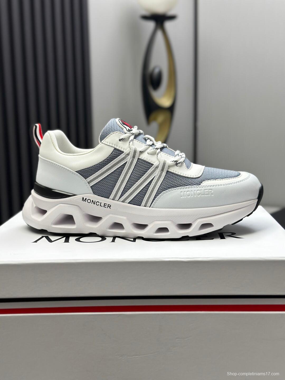 2025 Unisex Moncler White Grey Black Nylon GORE-TEX Trailgrip GTX Outdoor Sneakers KFY00390