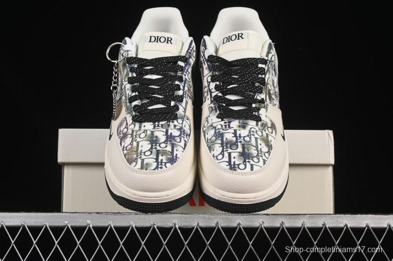 Nike Air Force 1 '07 Low Dior Collaboration Gray Floral Low-Top Casual Sneakers - DF0188-064