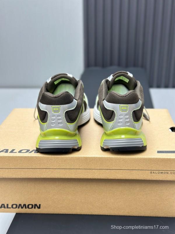 2025 Unisex SALOMON Black White Cream Leather Mesh Sneakers KFY00320