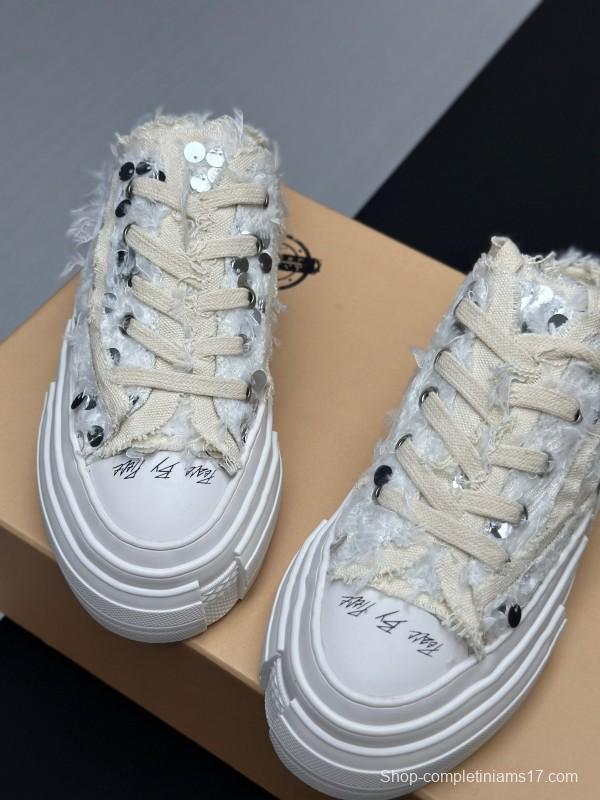 2025 Unisex XVESSEL White Canvas Plimsolls Vulcanized AS00260
